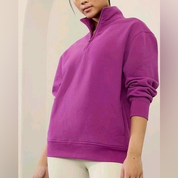 Athleta Purple Half-Zip Pullover Sweatshirt - Picture 2 of 14